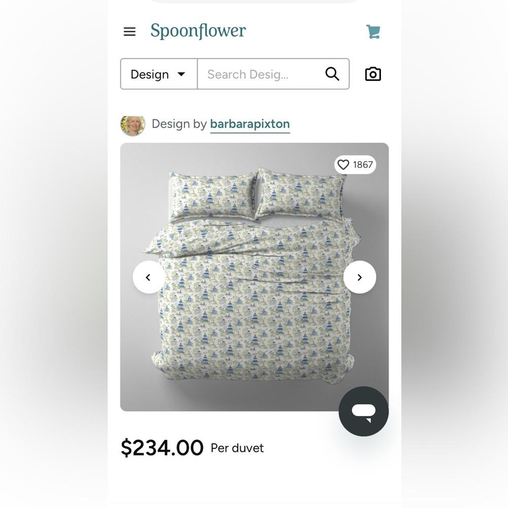 Pagoda Garden Duvet Cover in Blue and Green